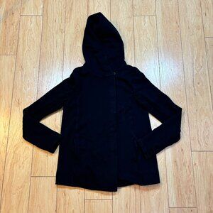 James Perse Hooded Zip Front Sweatshirt Stretch Jacket Black Size 2 WOY2838CU